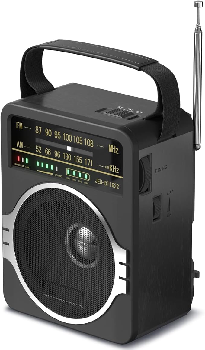 JEUJUG Portable AM FM Radio, FM Radio Built-in Rechargeable Battery/DC D*4 Cell by JEUJUGONTHEGO