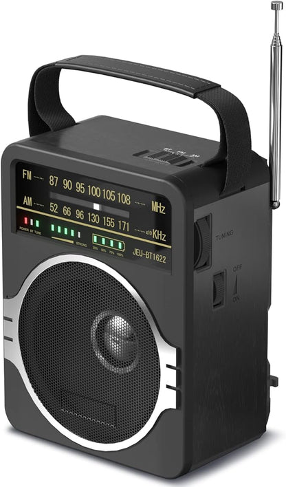 JEUJUG Portable AM FM Radio, FM Radio Built-in Rechargeable Battery/DC D*4 Cell by JEUJUGONTHEGO