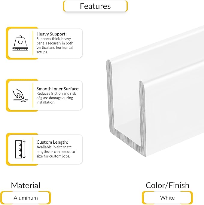 Brixwell 3/8" Fixed Panel Shower Door Deep U Channel, Deep Profile - Image 3
