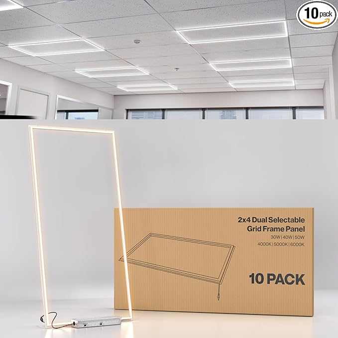 Sunco 10 Pack 2x4 Edge-Lit Frame LED Panel Lights, Drop Ceiling Flat Light by SuncoLighting