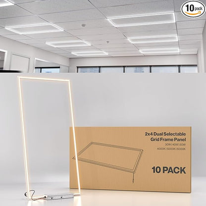 Sunco 10 Pack 2x4 Edge-Lit Frame LED Panel Lights, Drop Ceiling Flat Light by SuncoLighting