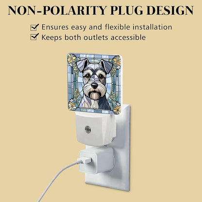 PODMemory Miniature Schnauzer Stained Glass Night Lights Plug into Wall - Image 4
