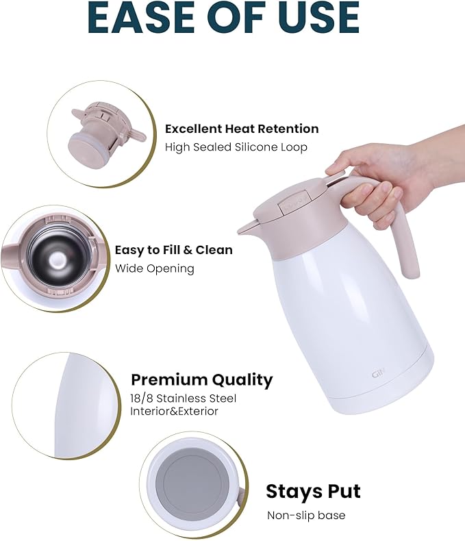 GiNT 50.7 Ounces Stainless Steel Thermal Coffee Carafe - Image 3