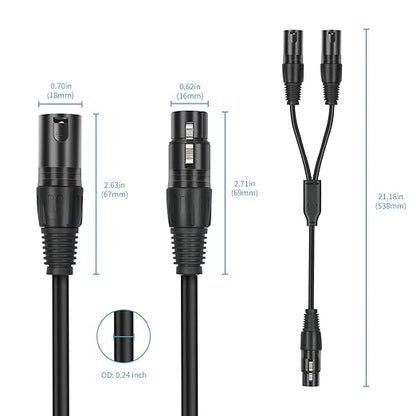 5 Pack XLR Splitter Cable, 1 Female to 2 Male, 1.5FT Stereo Mic to L&R Audio - Image 3