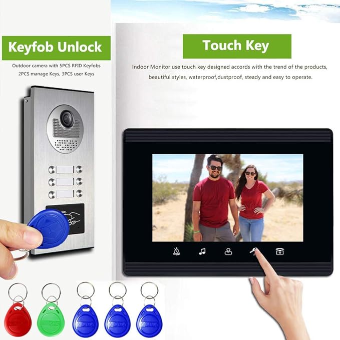 AMOCAM Upgrade Versions 2 Units Apartment Intercom System 7 inch Touch Monitor - Image 3