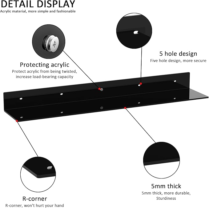 30 Inches Acrylic Long Wall Shelf Set of 2, 2 Pack - Image 4