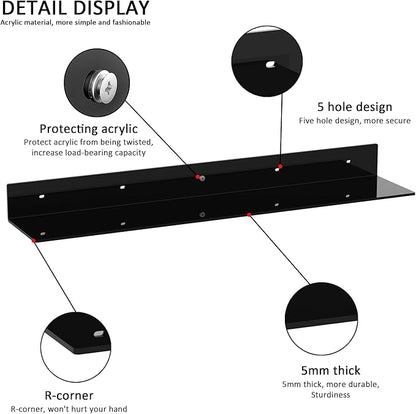30 Inches Acrylic Long Wall Shelf Set of 2, 2 Pack - Image 4