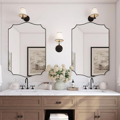 ANDY STAR Matte Black Mirror, 24x36 Inch Scalloped Bathroom Mirror, Unique Wavy - Image 3