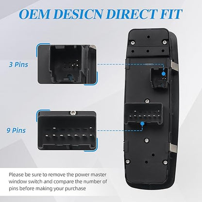 WUANGKI Power Master Window Switch | Front Driver Side | 9+3 Pins | Compatible - Image 4