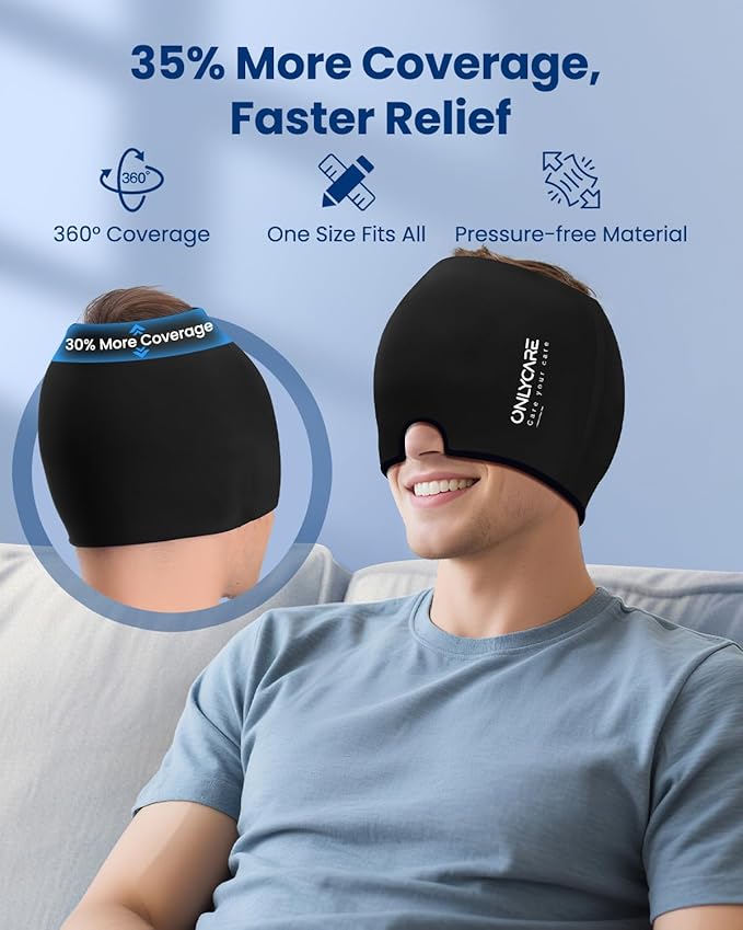 ONLYCARE Migraine Relief Cap, Upgraded Odorless Headache Relief Cap, 360° Gel - Image 3