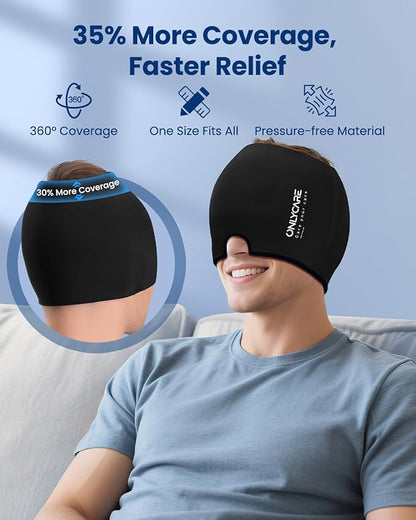 ONLYCARE Migraine Relief Cap, Upgraded Odorless Headache Relief Cap, 360° Gel - Image 3