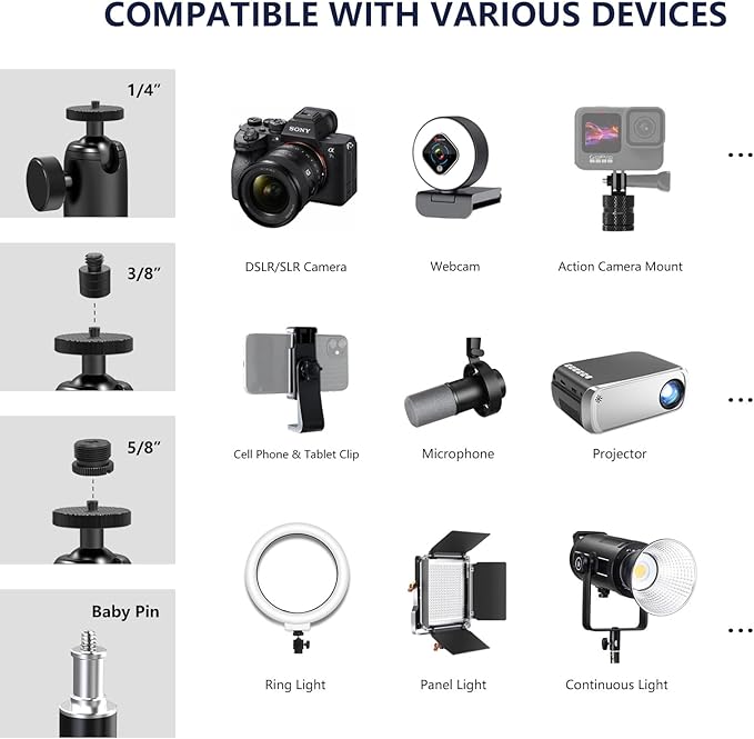 【All Metal】RAUBAY Desktop Magic Arm, Overhead Camera Desk Mount, Table Light - Image 5
