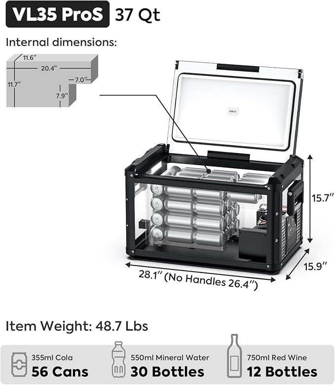 ICECO VL35 ProS 12V Refrigerator, 37 Qt Portable Freezer, Compact Metal Car - Image 2