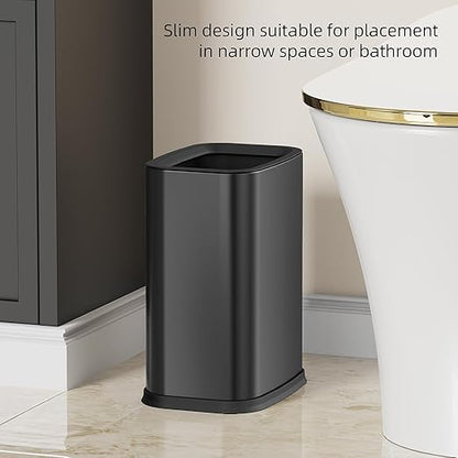 2.6 Gal Black Bathroom Trash Can, Metal Waste Baskets - Image 7