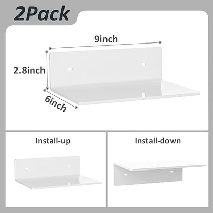 9 Inches Acrylic Wall Shelves 2 Pack, Floating Shelf - Image 3