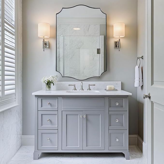 ANDY STAR Chrome Mirror 24x36, Polished Silver Bathroom Mirror, Modern Wavy - Image 7