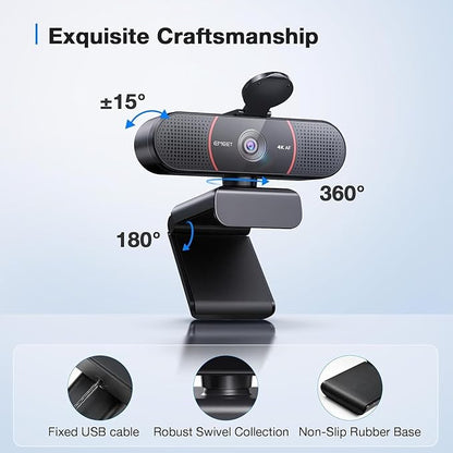 EMEET C960 4K Webcam with Tripod, 4K UHD Sony Sensor, 3 Adjustable Height Mini - Image 8