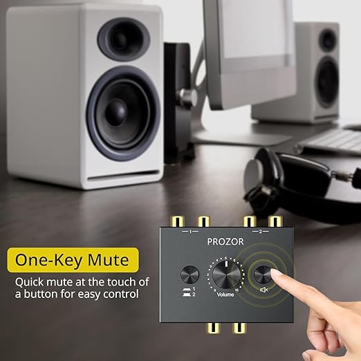 PROZOR RCA Stereo Audio Switcher - 2 in 1 Out R/L Stereo Audio Switch - Image 3
