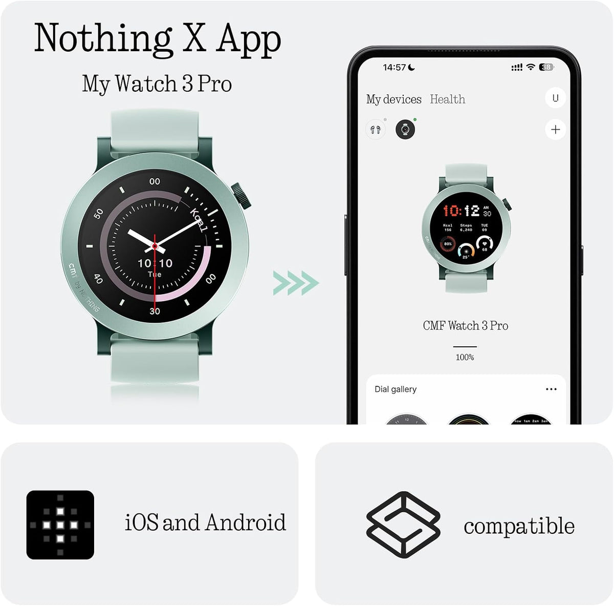 CMF BY Nothing Watch 3 Pro Smart Watch for Men Women, Bluetooth Call AI Energ...