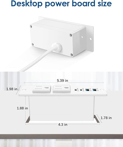 Recessed Power Strip Fast Charging Station 2 PD 65W USB C, Flush Mount - Image 6
