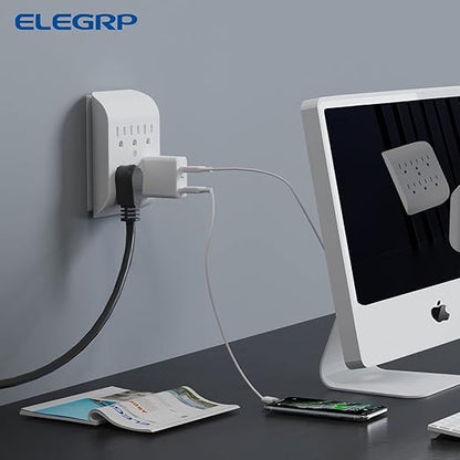 ELEGRP 6-Outlet Extender with Central Anchor, 3-Prong Grounded Wall Tab - Image 5