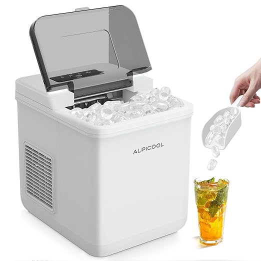 Alpicool Countertop Bullet Ice Maker, Ice Machine 9 Cubes in 8 Mins, Portable by Alpicool