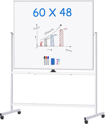 maxtek Rolling Whiteboard 60x48, Large Double-Sided White Board Dry Erase on by Maxtek
