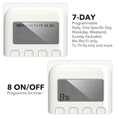 BN-LINK Indoor Digital Timer Outlet, Single Outlet 7 Day Programmable Light - Image 4