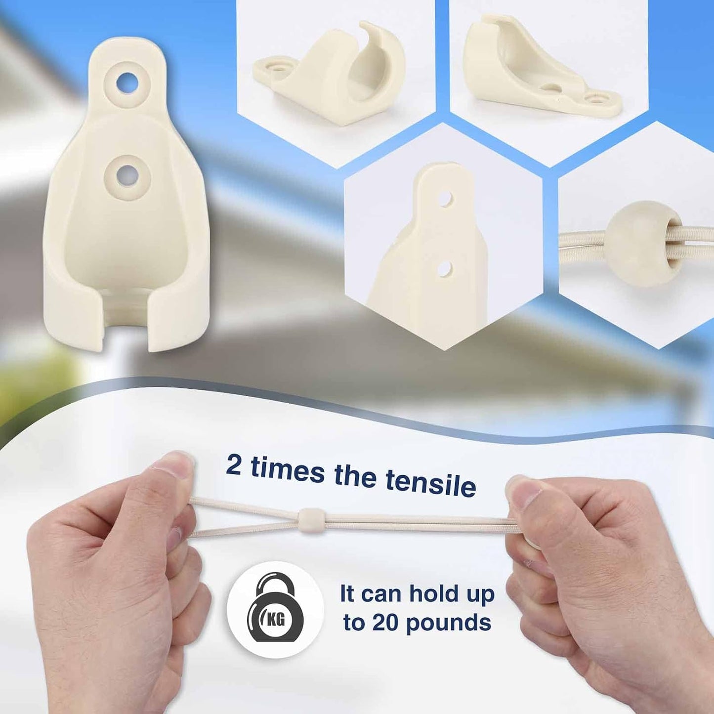 Coolaroo Replacement Parts,Shade Tie Downs,Outdoor Roller Shade Part | Bungee Kit and End Cap,Weather Resistance,for Coolaroo Outdoor Blinds,Sand,2 Set