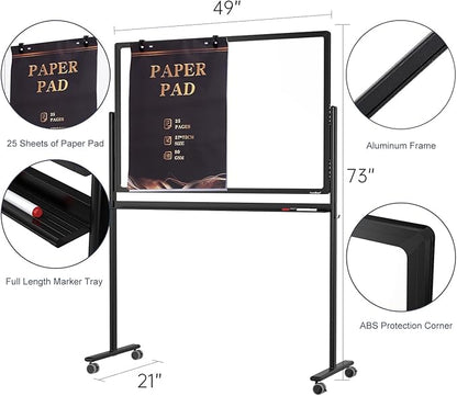 Mobile Clear Glass Whiteboard on Wheels - Image 6
