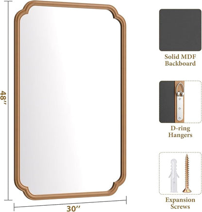 30"x48" Wood Bathroom Mirror for Wall, Large Wood Bathroom Vanity Mirror - Image 5