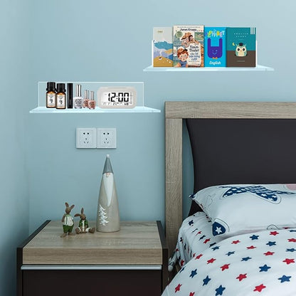 12 Inches Acrylic Wall Shelves 2 Pack, Floating Shelf - Image 2