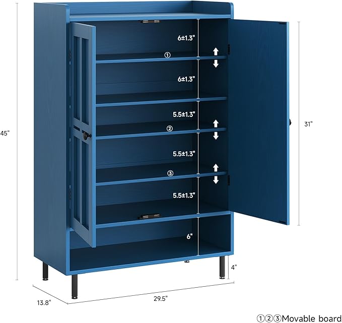 ONBRILL Shoe Cabinet with Cross Molding Doors, 6-Tier Shoe Storage Cabinet with - Image 2