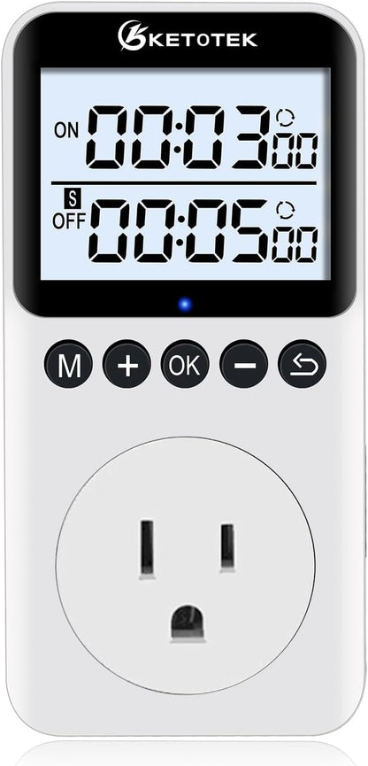 KETOTEK KTTS02 Digital Timer Outlet Plug in Timer Switch Socket Indoor Infinite by KETOTEK