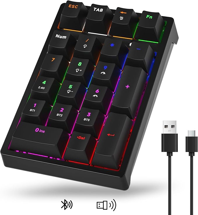 Wireless Numeric Keyboard, Mechanical Number Pad - Image 8