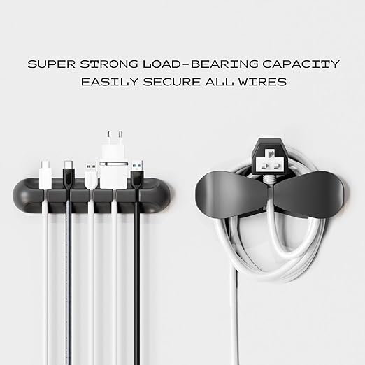 Apromisith USB Cable Organizer Clips Cord Holder, 10 Packs Black Self Adhesive - Image 6