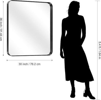 CIRCUMI Black Bathroom Mirror, Rounded Corner, Tempered Glass, Mirror - Image 8