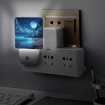 YKJAHSD Moon Beach Night Light, Plug into Wall Decor Nightlights - Image 4