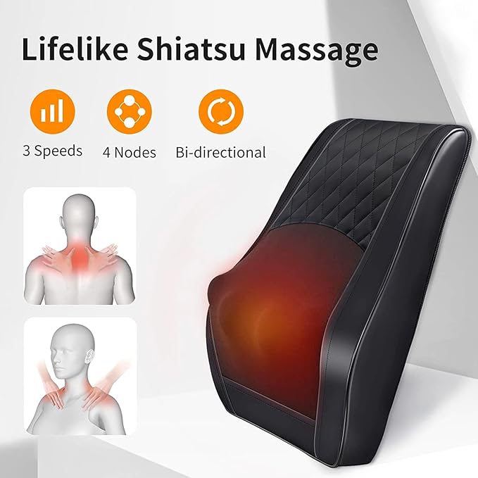 Boriwat Back Massager with Heat, 3D Kneading Massage Pillow - Image 4