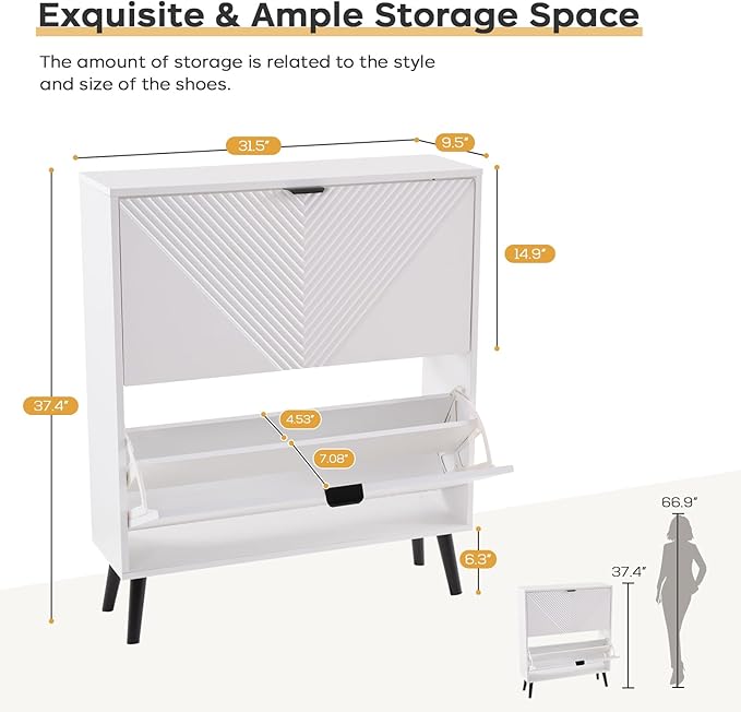 Shoe Cabinet Storage, Farmhouse Freestanding Organizer - Image 2