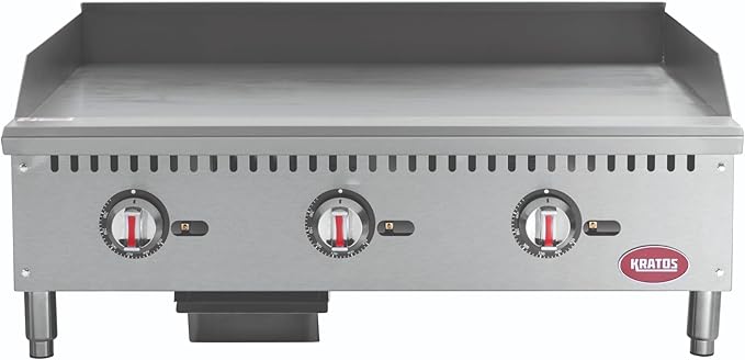 Kratos 36" Wide Commercial Restaurant Gas Countertop Griddle, Thermostatic - Image 2