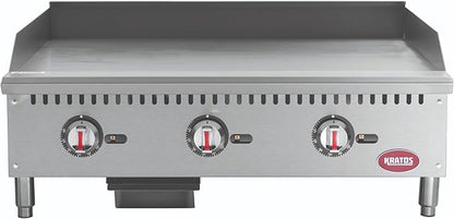 Kratos 36" Wide Commercial Restaurant Gas Countertop Griddle, Thermostatic - Image 2