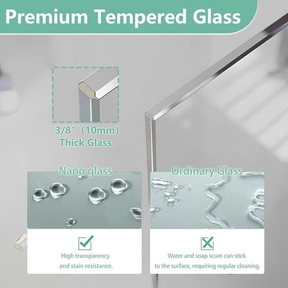 35"x74" Semi-Framed Shower Screen, Single Fixed Shower Glass Panel - Image 5