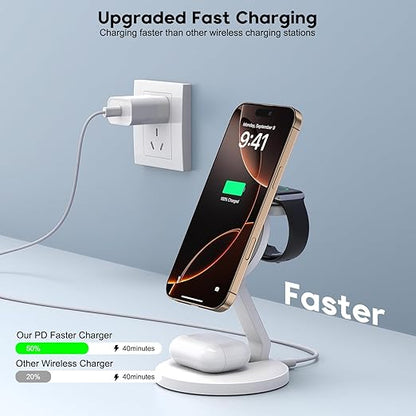Charging Station for Apple Magnetic Wireless iPhone Mag-Safe Charger, 15W 3in1 - Image 2