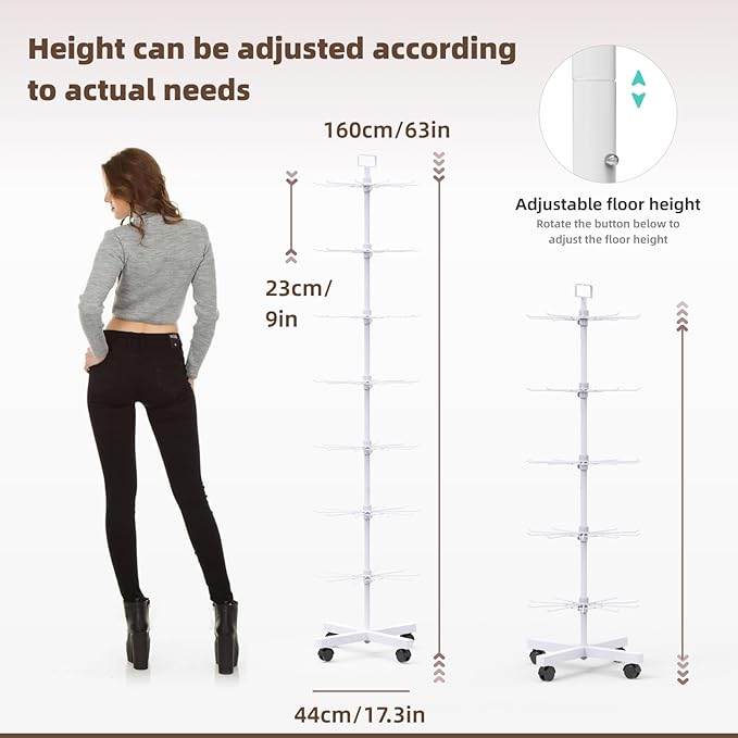 YEOOE Retail Display Racks 7 Tier Spinning Display Stand, Movable Shop Spinner - Image 2