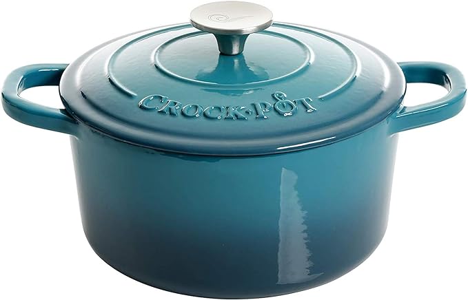 Crock-Pot Artisan 3-Quart Round Enameled Cast Iron Dutch Oven – Gradient Teal by Crock-PotBrand