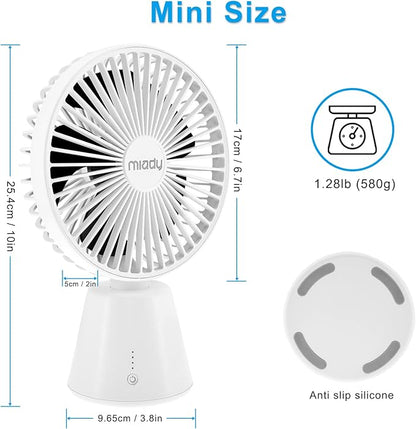 Miady USB Desk Fan, Upgraded 5000mAh Portable Desktop Fan 135°Auto-Oscillating - Image 6