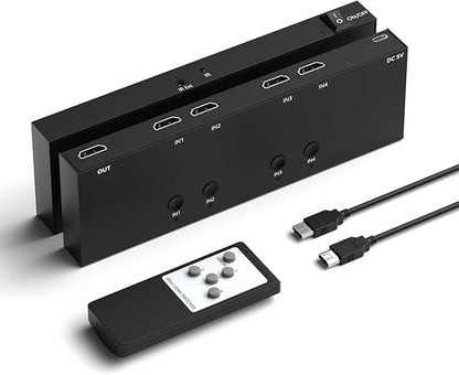 4 in 1 Out HDMI Converter with 4k@60Hz HDMI Switch & Infrared Remote Control by Arector