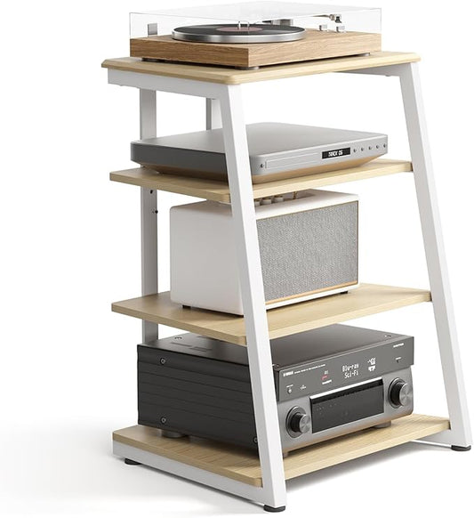FITUEYES Design 4-Tier AV Media Stand Corner Shelf Stand Wooden Corner Shelves by FITUEYES