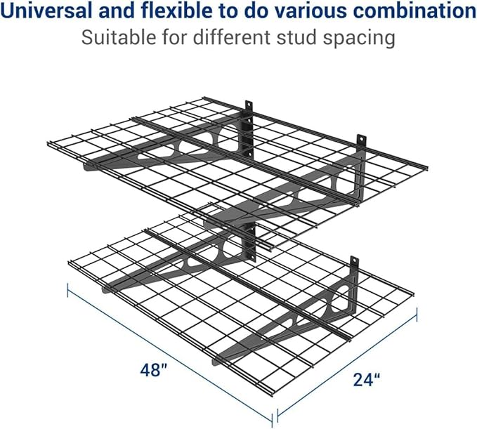 FLEXIMOUNTS 2 Pack 2x4ft Garage Shelving, Wall Shelf Garage Storage Rack - Image 2